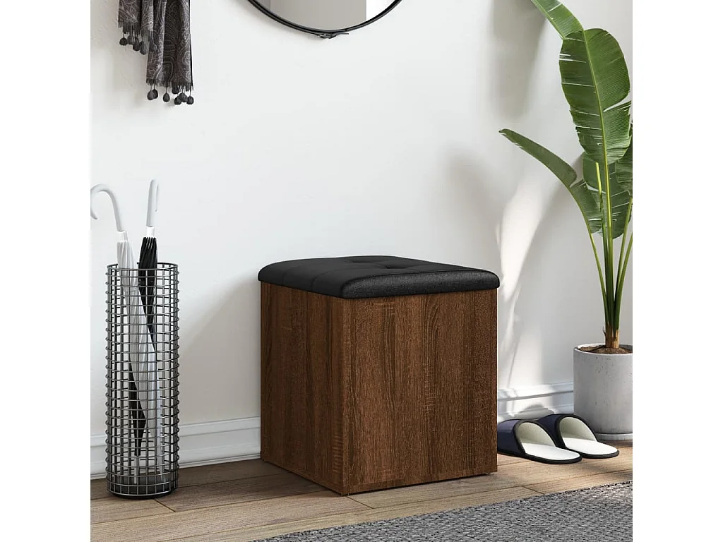 Banco de almacenaje roble marrón 42x42x45 cm de madera contrachapada