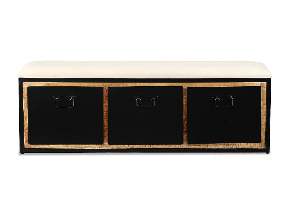 Banc de rangement avec 3 tiroirs Bois de manguier 120x30x40 cm