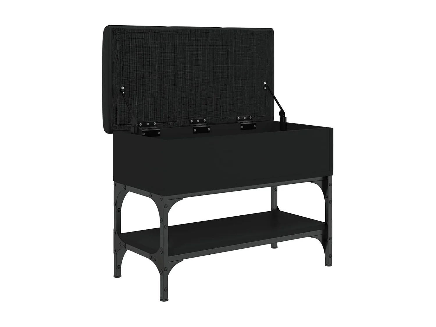 Banco de sapatos preto 62x32x45 cm madeira trabalhada