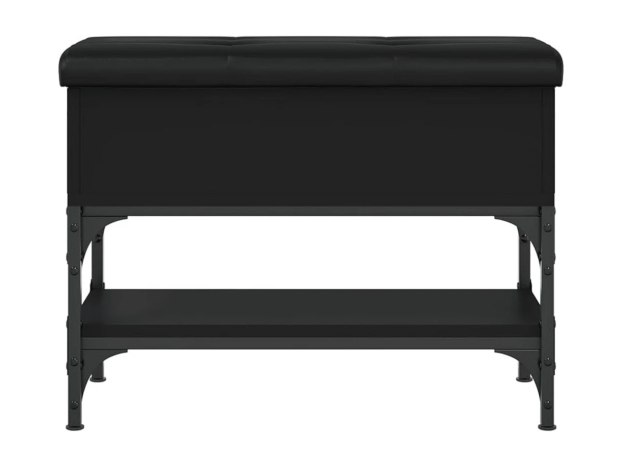 Banco de sapatos preto 62x32x45 cm madeira trabalhada