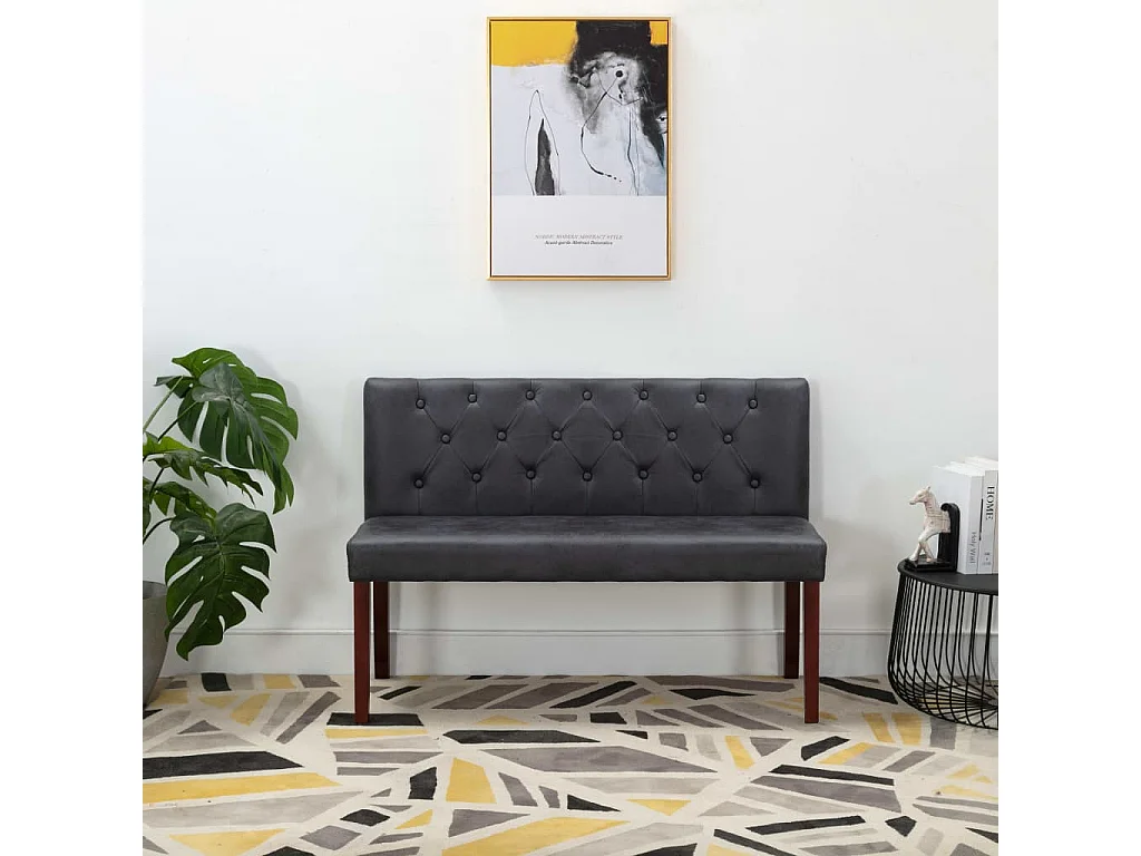 Banco 120 cm couro sintético camurça cinza