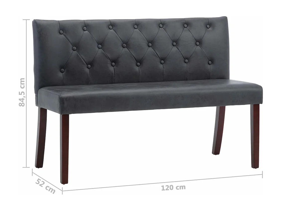 Banco 120 cm couro sintético camurça cinza