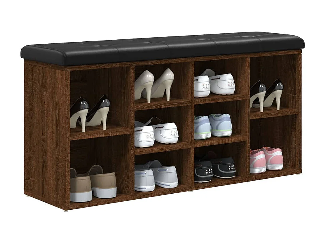 Schuhbank aus brauner Eiche, 102 x 32 x 50 cm, Holzwerkstoff