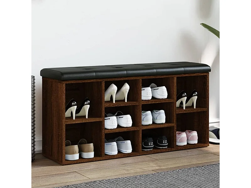 Bruin eiken schoenenbank 102x32x50 cm parket