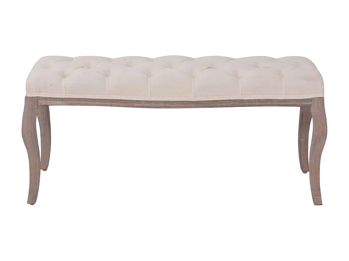 Banco de linho madeira maciça 110 x 38 x 48 cm branco creme
