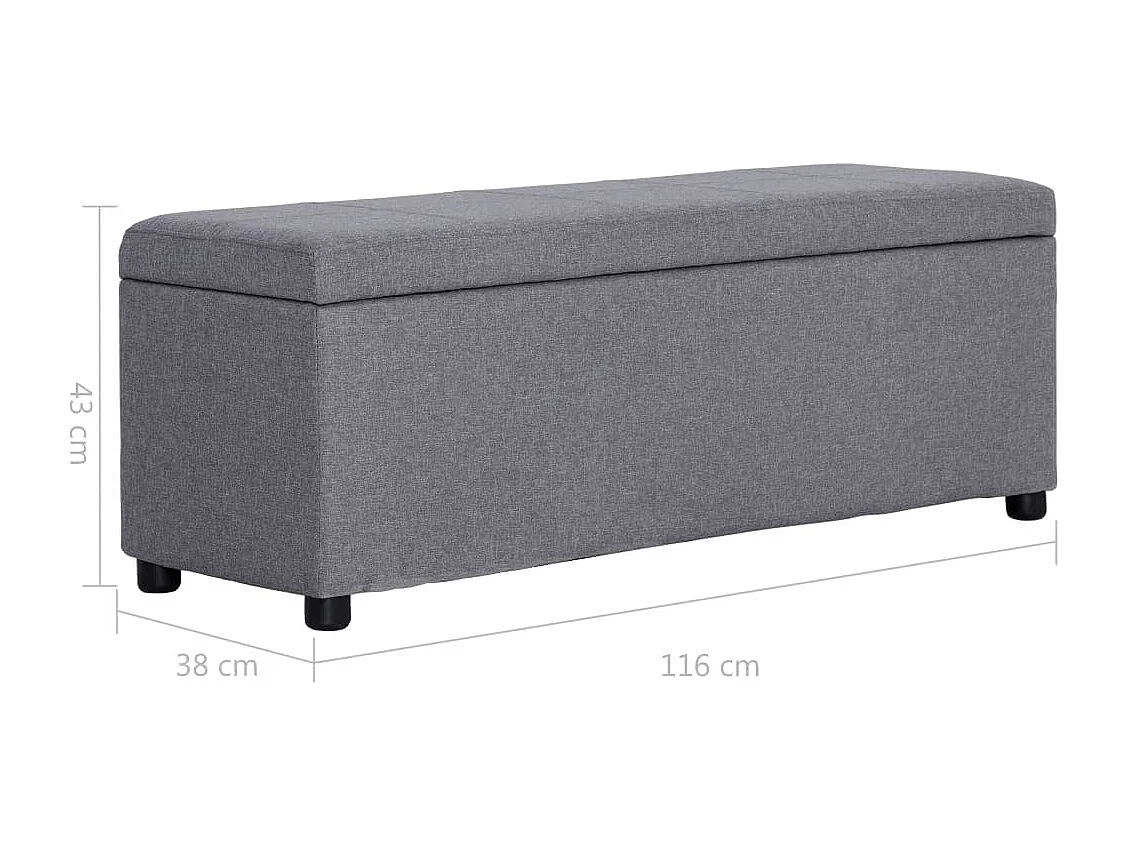 Banc avec compartiment de rangement 116 cm Gris clair Polyester