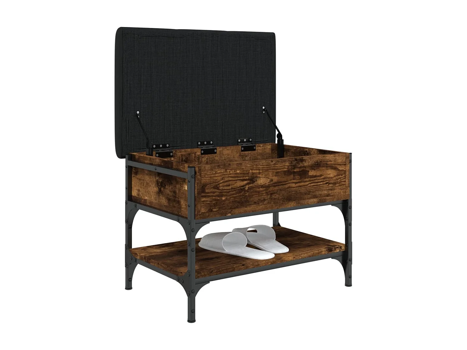 Banc à chaussures chêne fumé 62x42x45 cm bois d'ingénierie