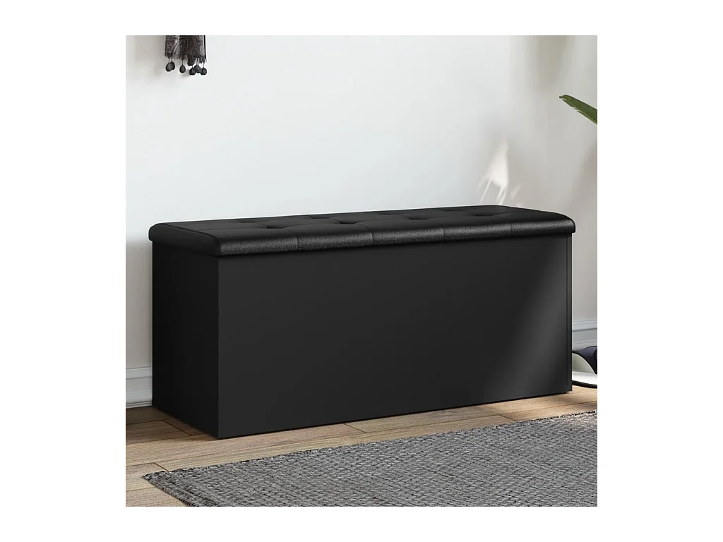 Banc de rangement noir 102x42x45 cm bois d'ingénierie