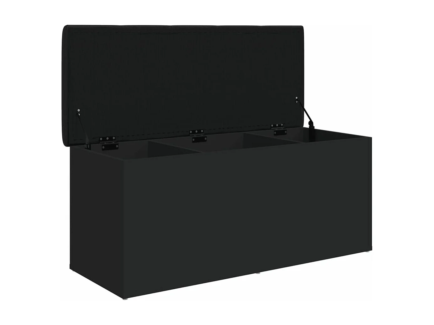 Banco de armazenamento preto 102x42x45 cm madeira trabalhada