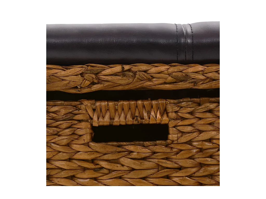 Banco com 2 cestos de aguapé 71 x 40 x 42 cm Castanho