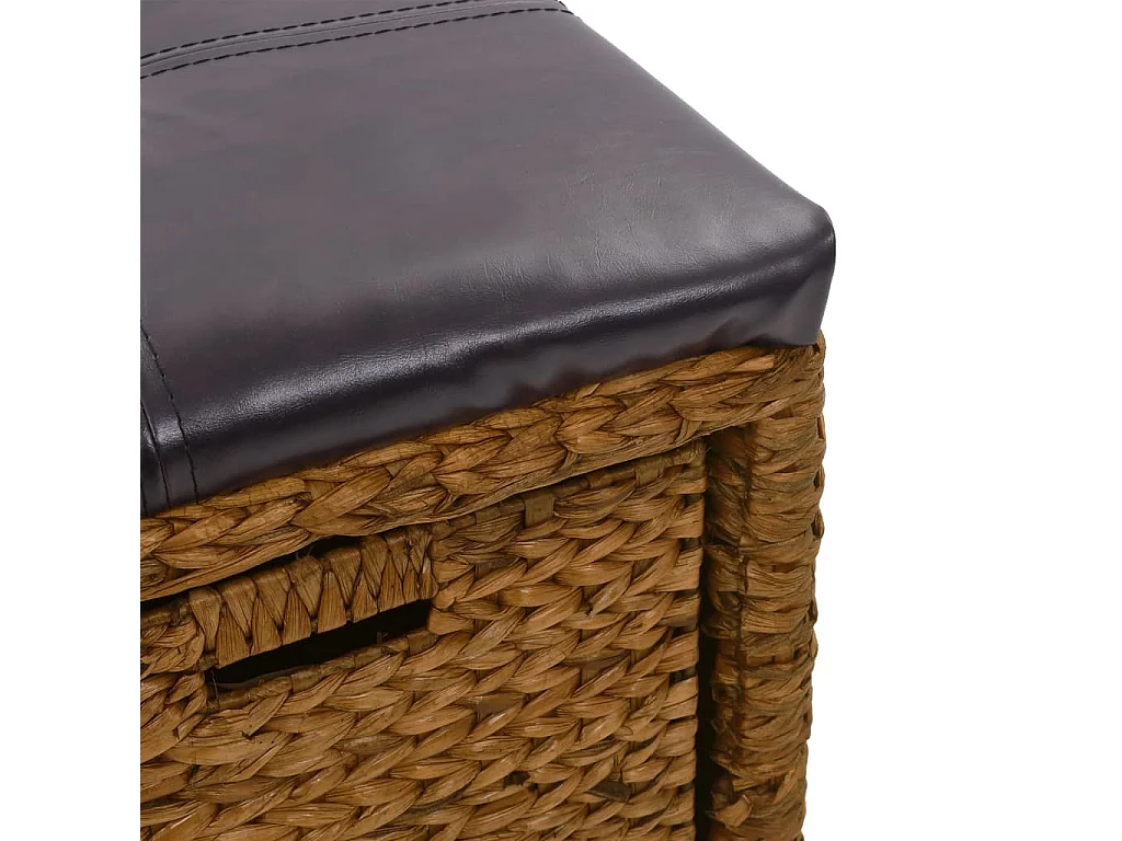 Banco com 2 cestos de aguapé 71 x 40 x 42 cm Castanho