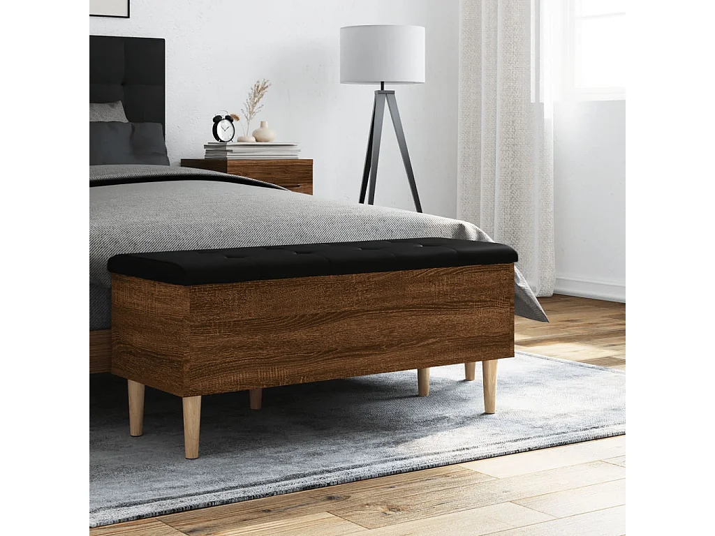 Banc de rangement chêne marron 102x42x46 cm bois d'ingénierie