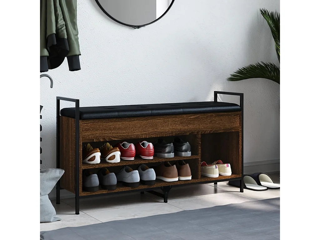 Banc à chaussures Chêne marron 105,5x32x57,5 cm Bois ingénierie