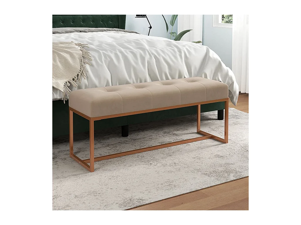 Beige Bank 110x36x45 cm Fluweel