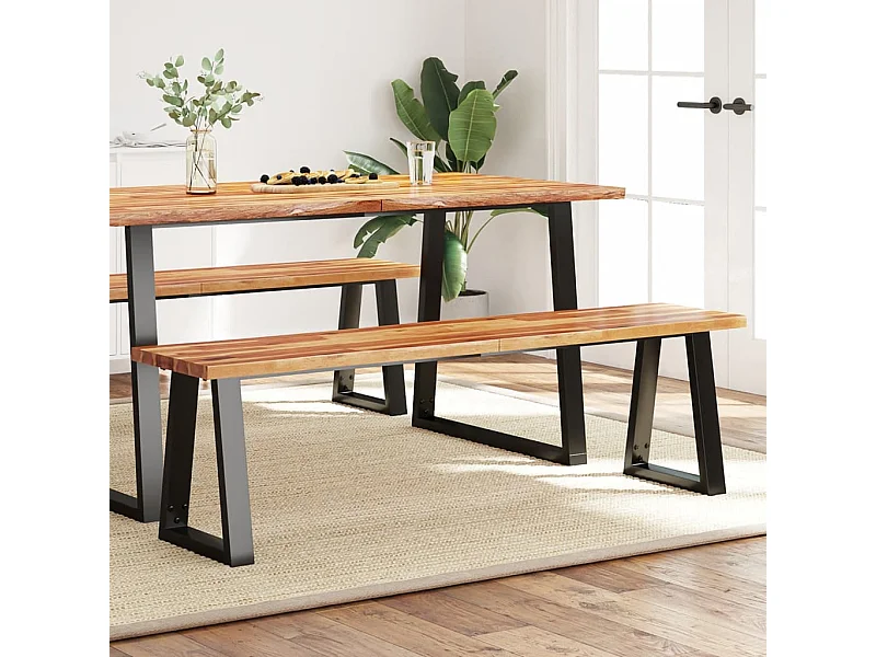 Panca con bordo vivo in legno massello di acacia da 160 cm