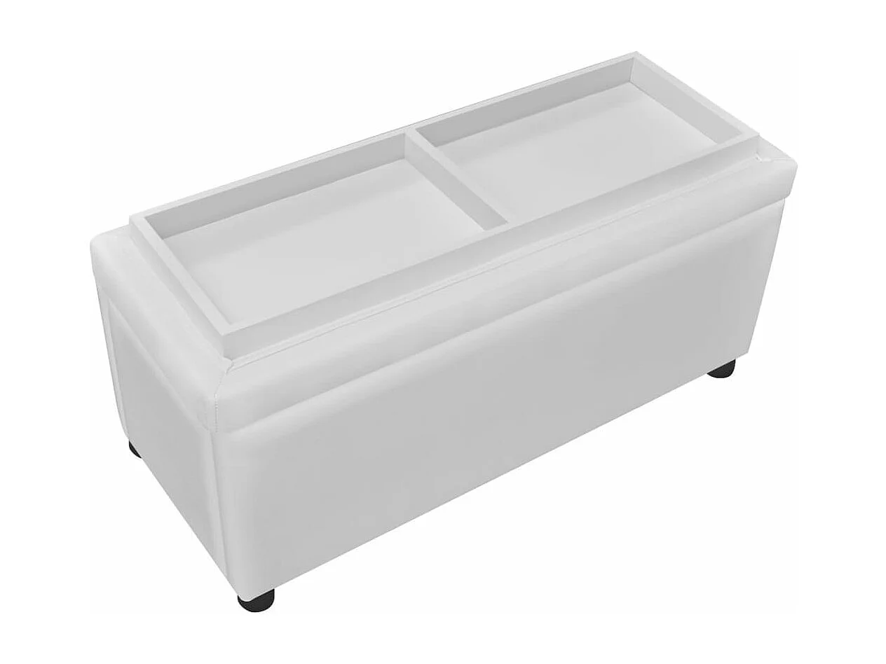 Puf con almacenaje Piel sintética Blanco