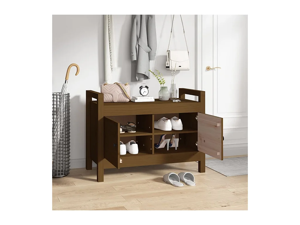 Banc d'entrée Marron miel 80x40x60 cm Bois de pin massif