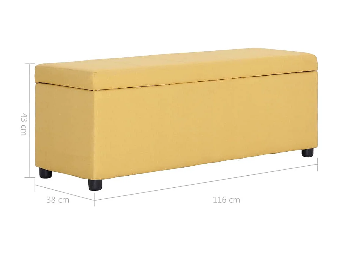 Banc avec compartiment de rangement 116 cm Jaune Polyester