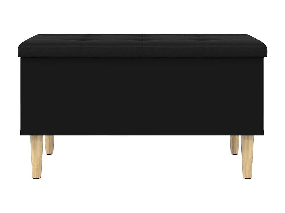 Banco de arrumação preto 82x42x46 cm madeira trabalhada