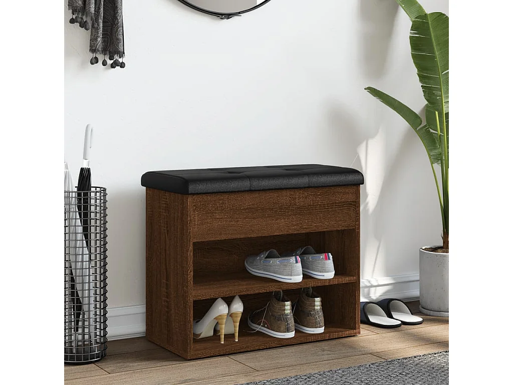 Banc à chaussures chêne marron 62x32x50 cm bois d'ingénierie