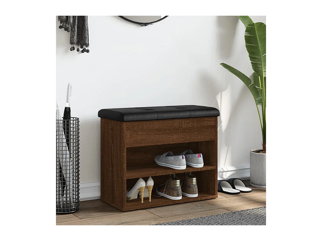 Bruin eiken schoenenbank 62x32x50 cm parket