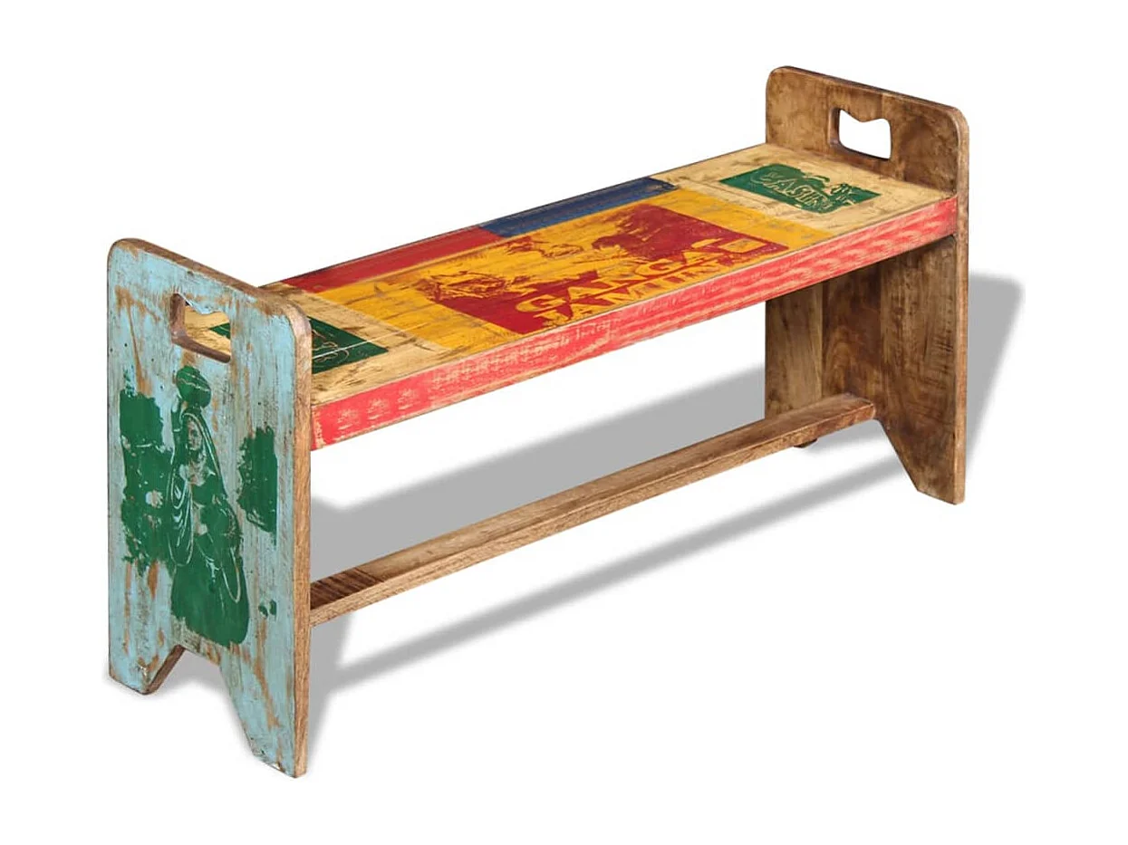 Banco de madera maciza reciclada 100x30x50 cm