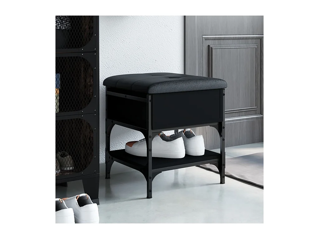 Schwarze Schuhbank 42x42x45 cm aus Holzwerkstoff