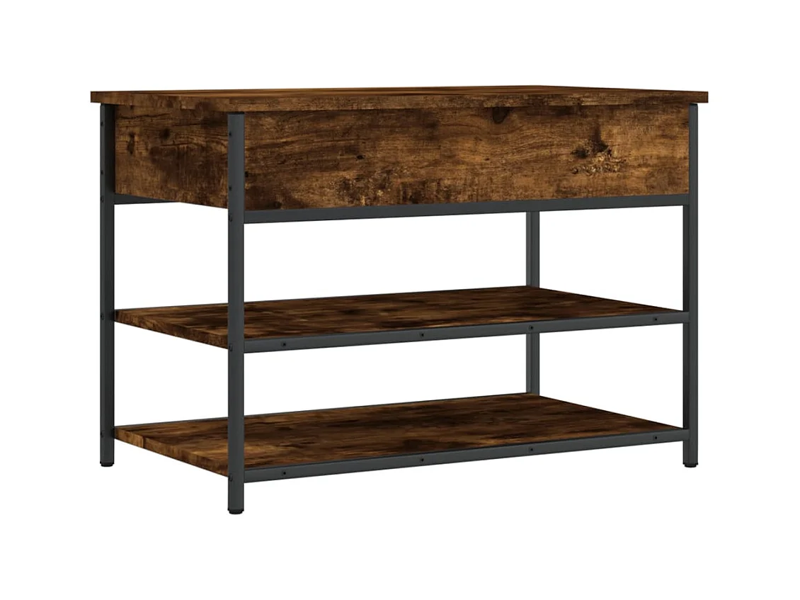 Gerookt eiken schoenenbank 70x42,5x50 cm samengesteld hout