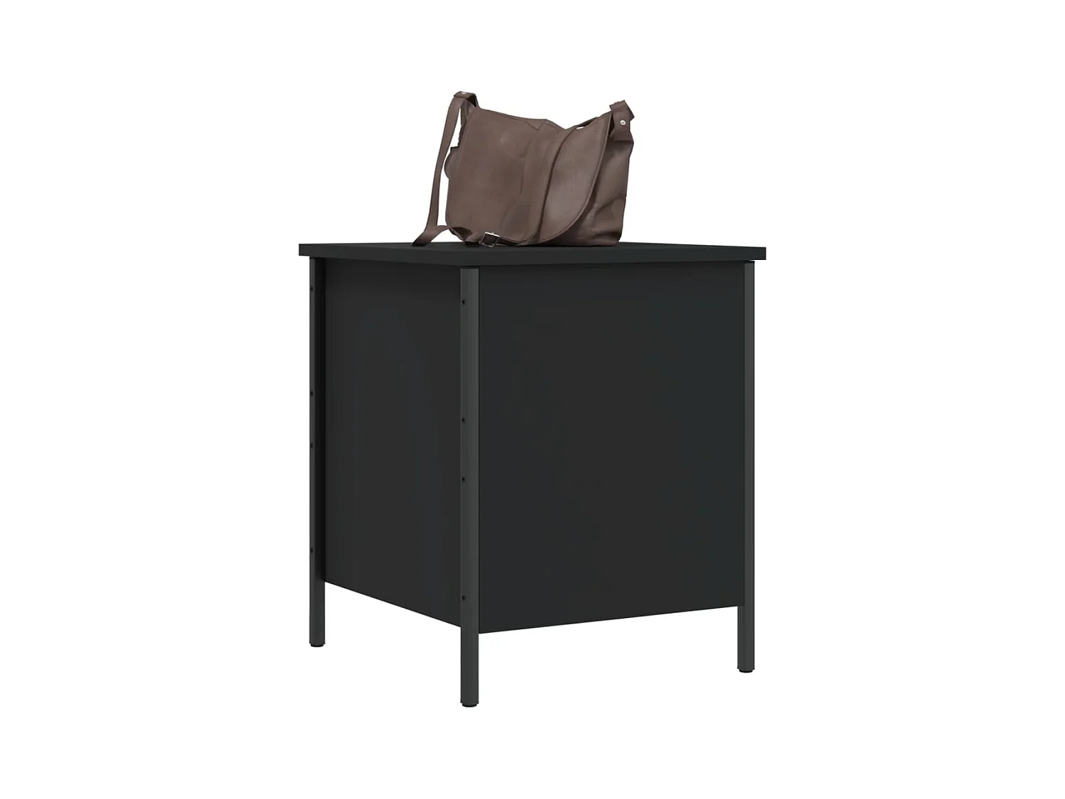 Banco de armazenamento preto 40x42,5x50 cm madeira trabalhada