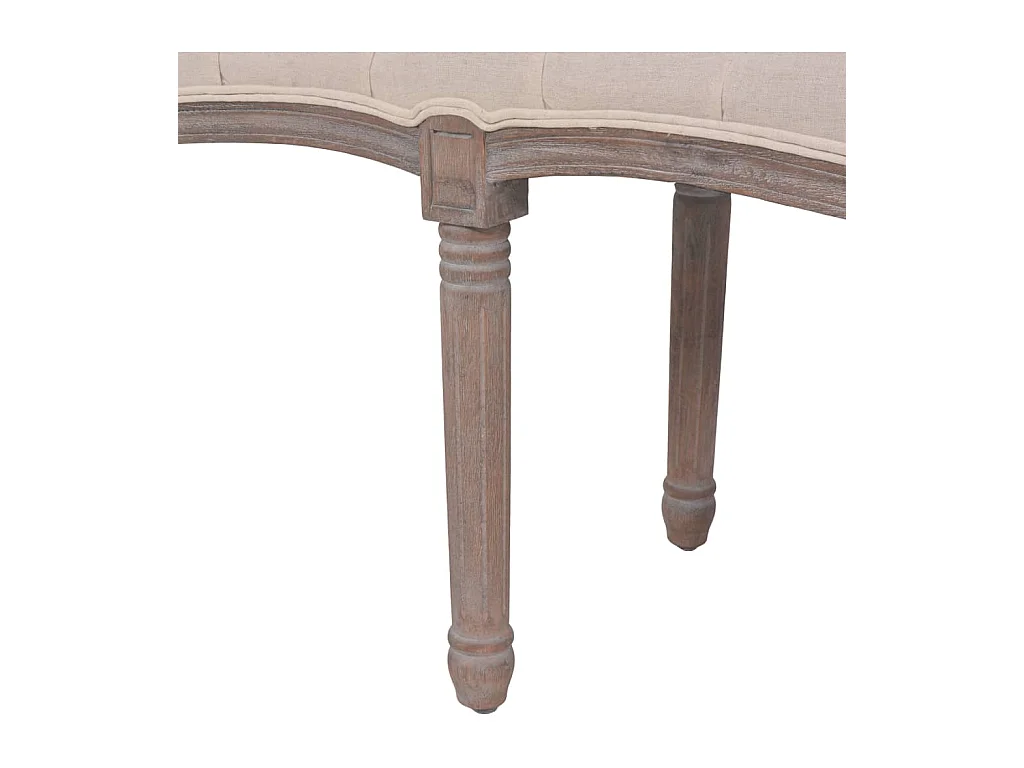 Banco de lino de madera maciza, 150 x 40 x 48 cm, blanco crema