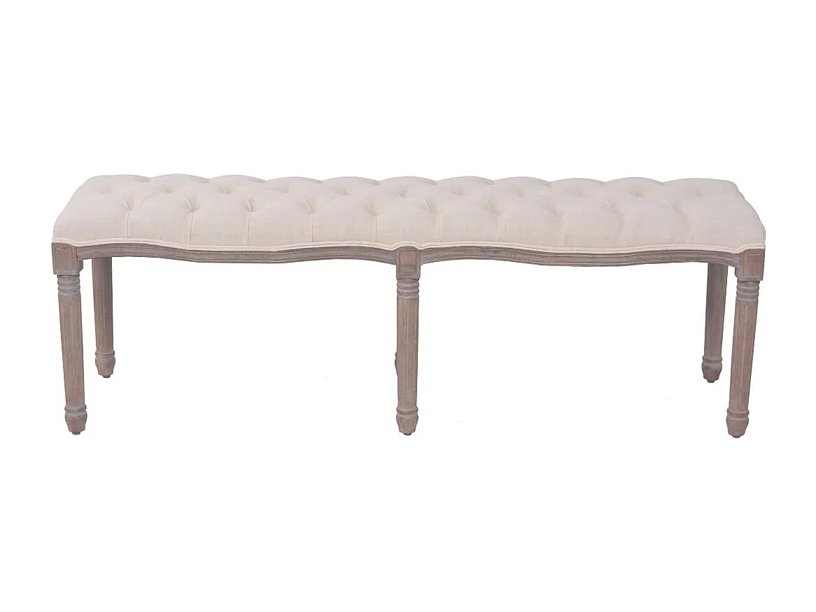 Banc Lin Bois massif 150 x 40 x 48 cm Blanc crème