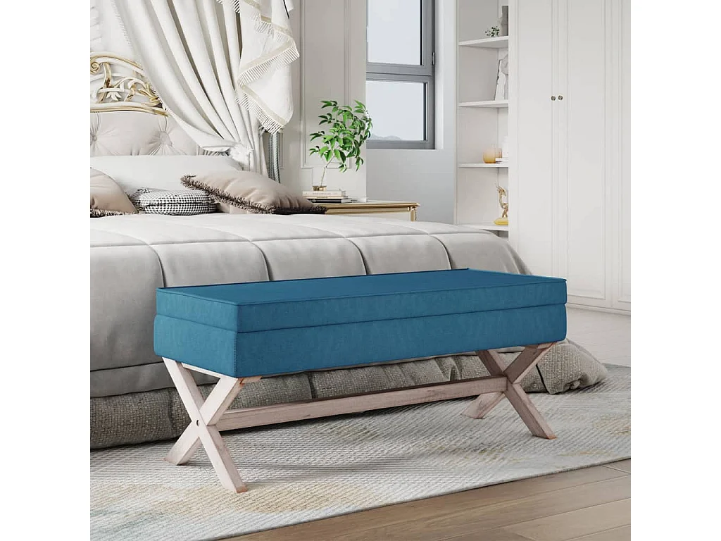 Sgabello contenitore Blu 110x45x49 cm Velluto