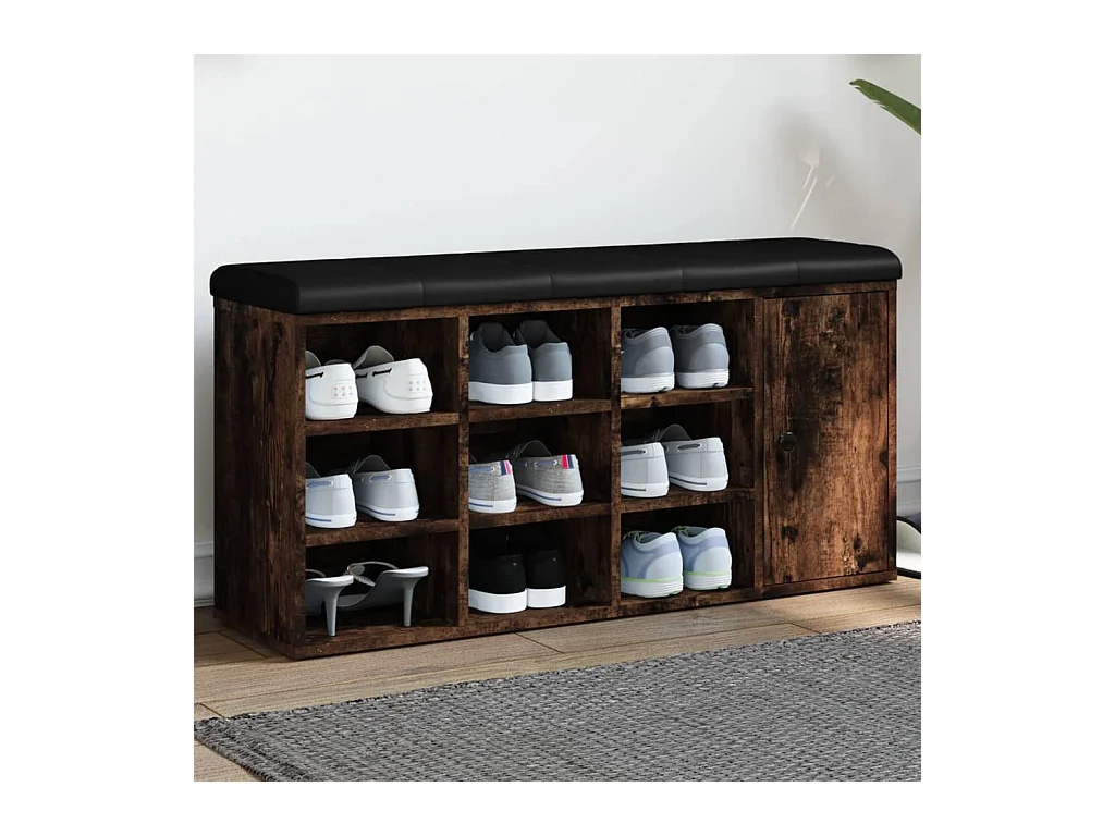 Schoenenbank gerookt eiken 102x32x50 cm samengesteld hout