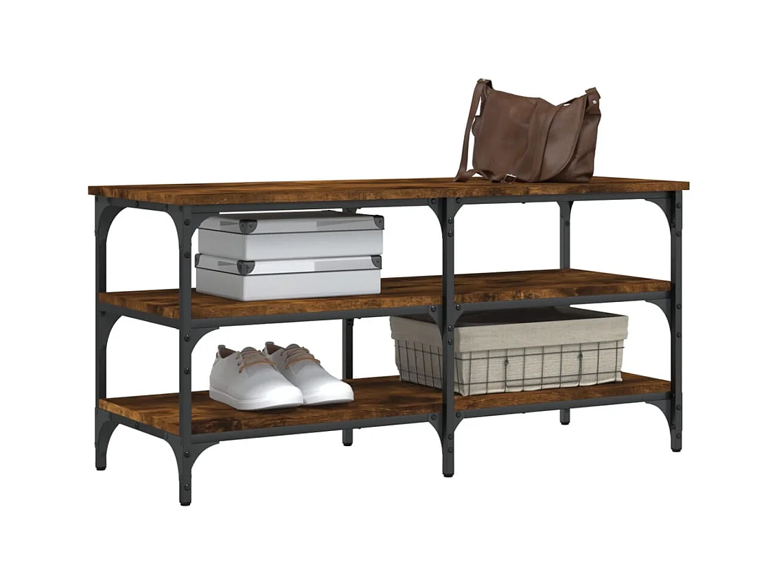 Banco zapatero roble ahumado 100x38,5x49 cm madera contrachapada