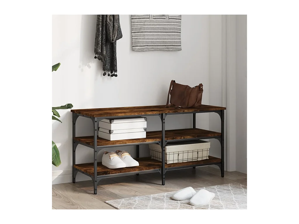 Banc à chaussures chêne fumé 100x38,5x49 cm bois d'ingénierie
