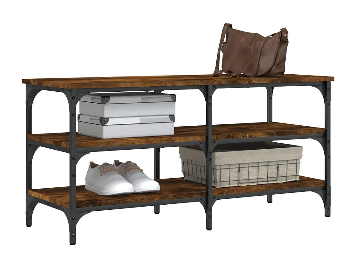 Banc à chaussures chêne fumé 100x38,5x49 cm bois d'ingénierie