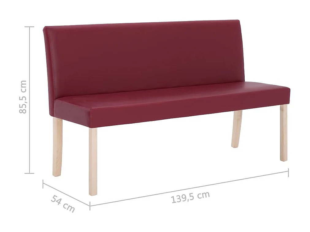 Banco 139,5 cm Rojo burdeos Polipiel