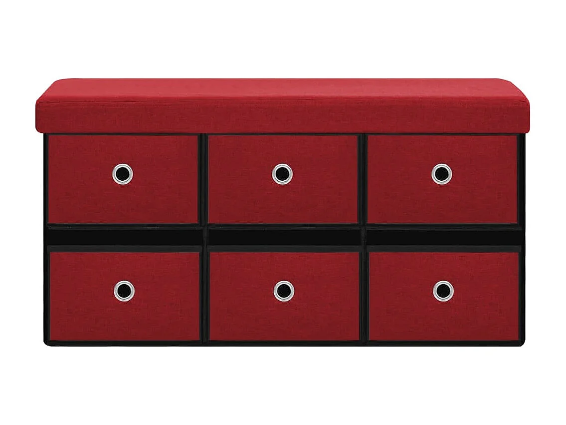 Panca portaoggetti pieghevole Bordeaux 76x38x38 cm Finto lino