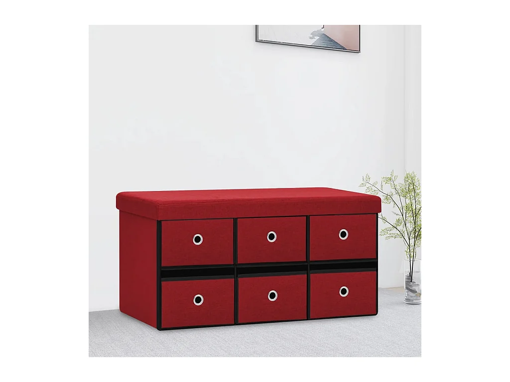 Banc de rangement pliable Bordeaux 76x38x38 cm Faux lin