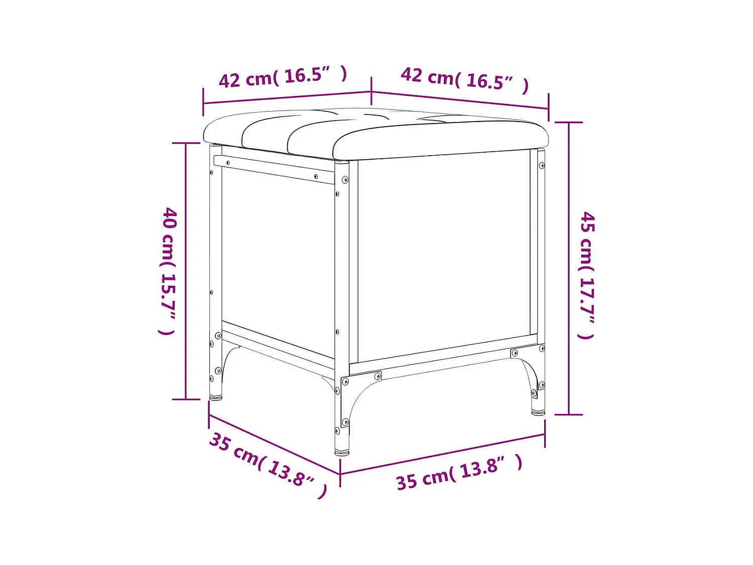 Banc de rangement sonoma gris 42x42x45 cm bois d'ingénierie