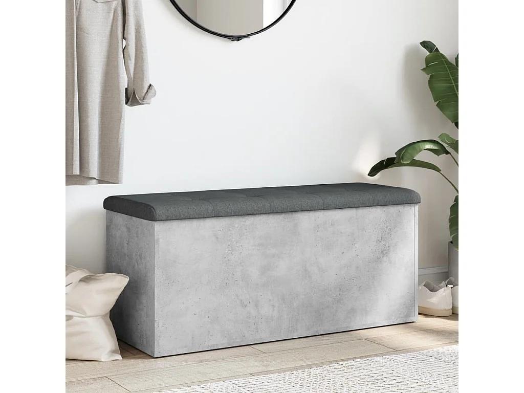 Banc de rangement gris béton 102x42x45 cm bois d'ingénierie