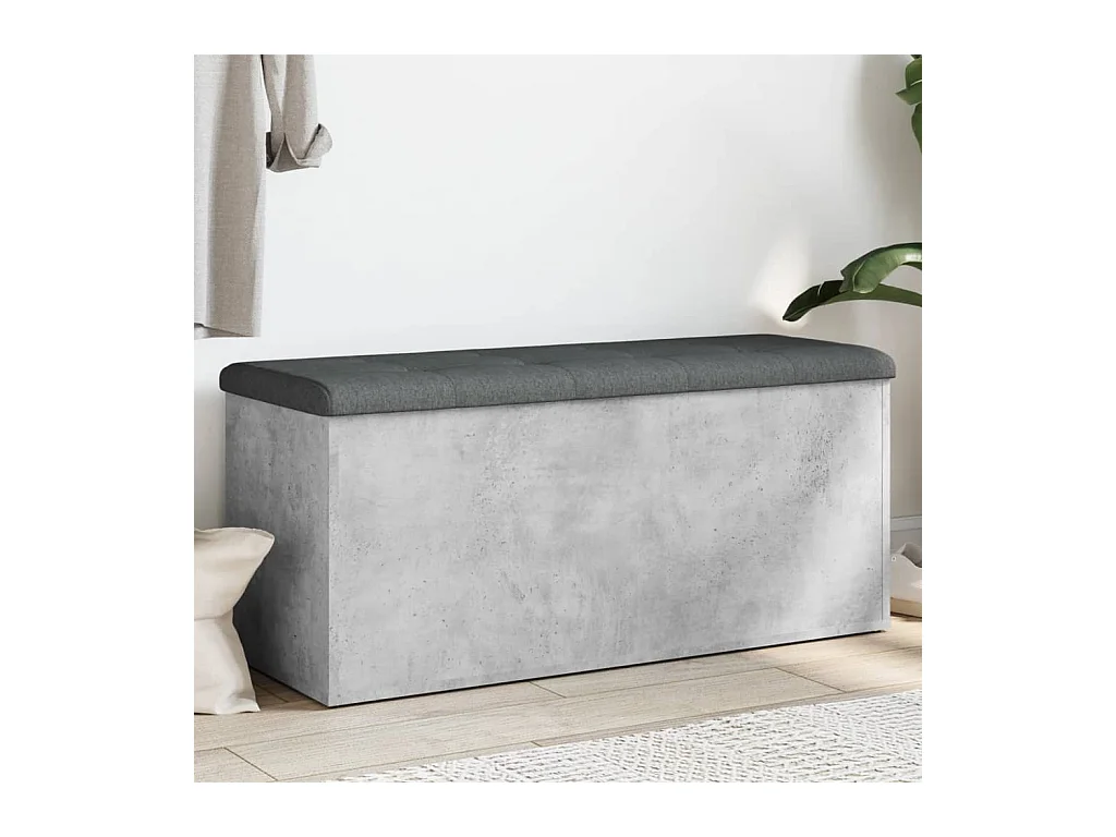 Banc de rangement gris béton 102x42x45 cm bois d'ingénierie
