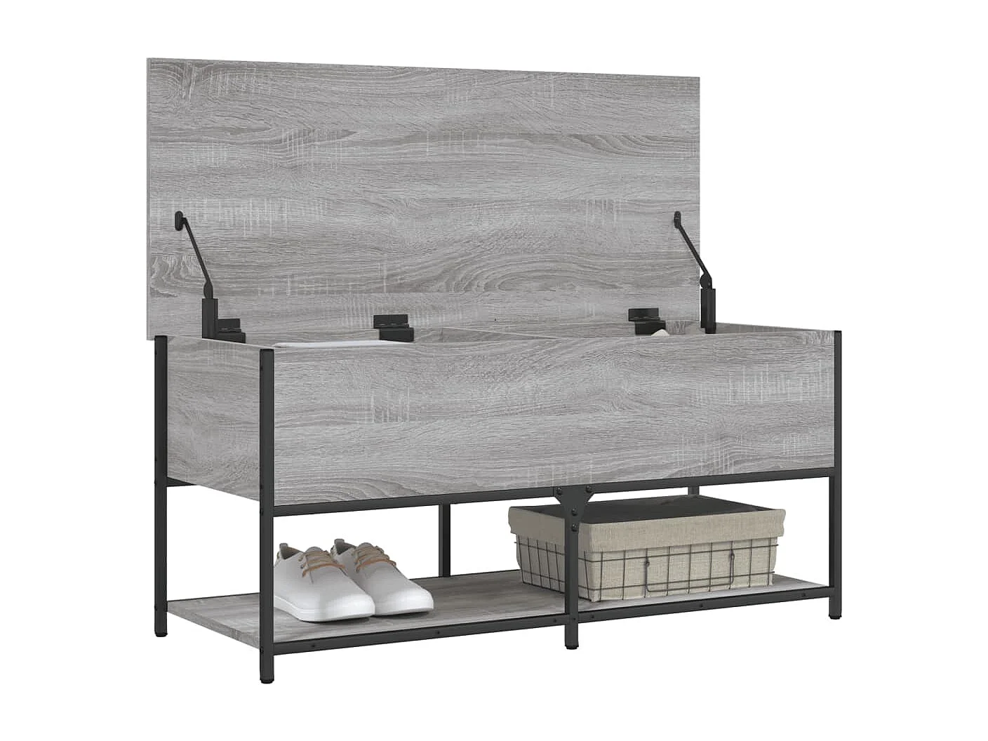Banco de armazenamento cinza Sonoma 100x42,5x47 cm madeira projetada