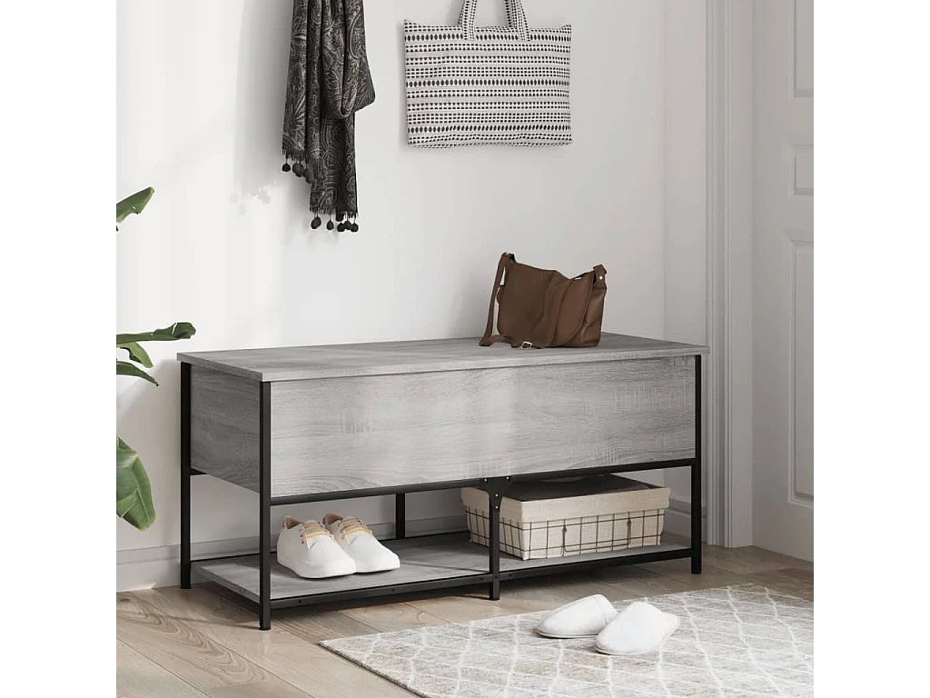 Banc de rangement sonoma gris 100x42,5x47 cm bois d'ingénierie