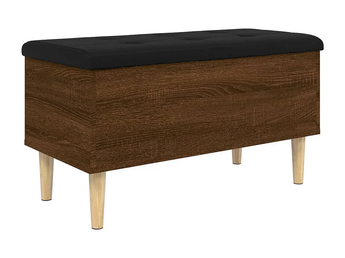 Banco de almacenaje roble marrón 82x42x46 cm de madera contrachapada