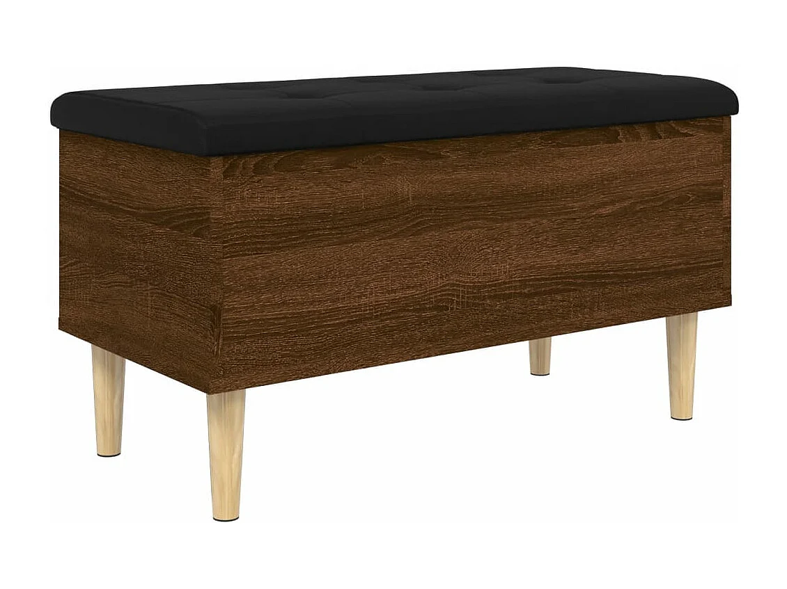 Banco de almacenaje roble marrón 82x42x46 cm de madera contrachapada