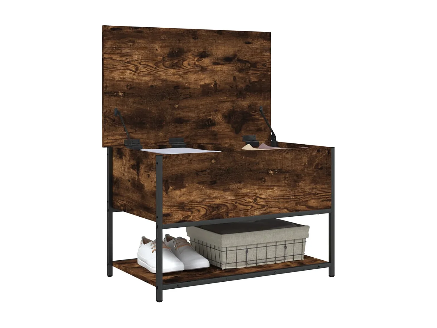 Banco de almacenaje roble ahumado 70x42,5x47 cm madera contrachapada