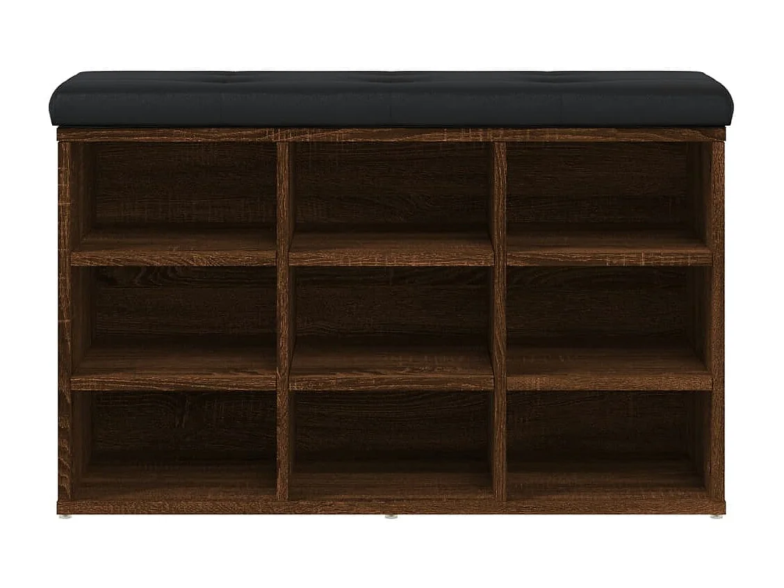 Schuhbank aus brauner Eiche, 82 x 32 x 50 cm, Holzwerkstoff