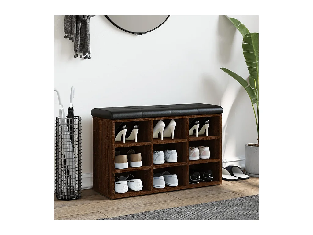 Schoenenbank bruin eikenhout 82x32x50 cm Bewerkt hout
