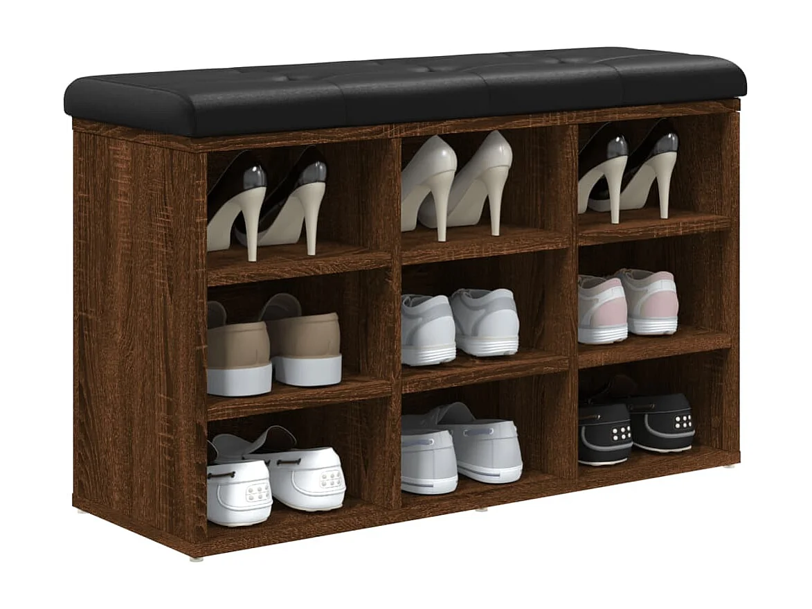 Schoenenbank bruin eikenhout 82x32x50 cm Bewerkt hout